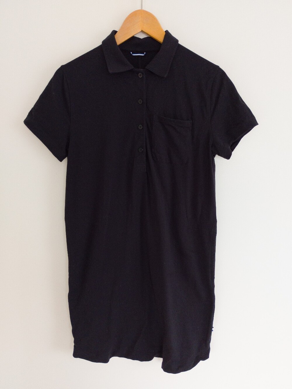 Kit and Ace Black Polo Dress XS Short Sleeve Pocket Technical Casual Mini
